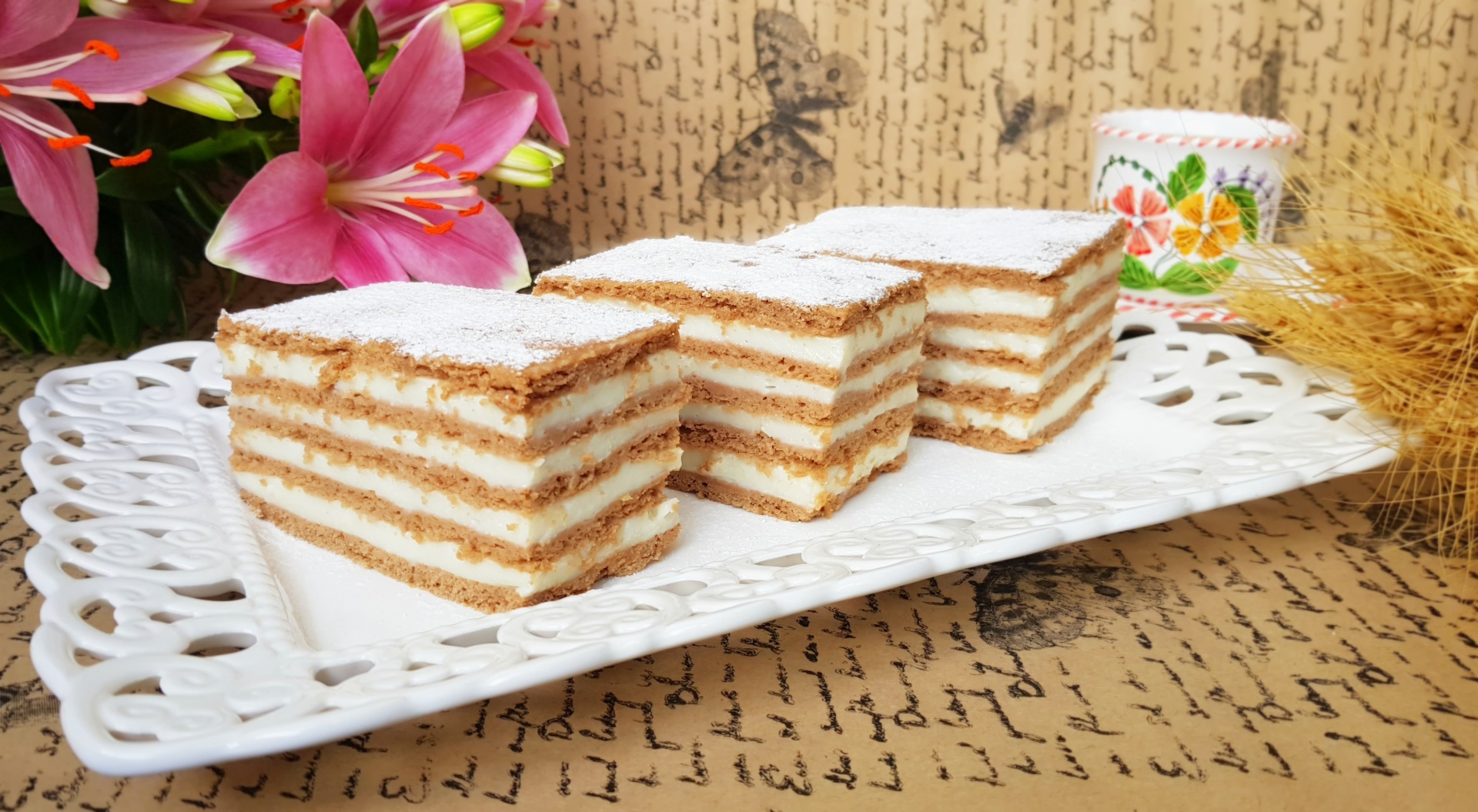 Prajitura cu foi si ciocolata, bicolora