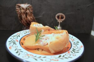 Dovleac umplut cu mozarella si bacon la slow cooker Crock Pot