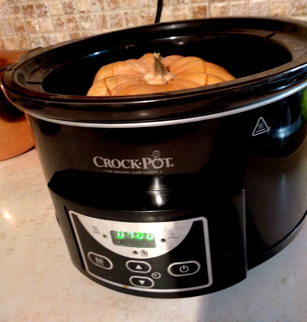 Somotei cu ierburi aromate si otet balsamic gatit in dovleac la slow cooker Crock Pot