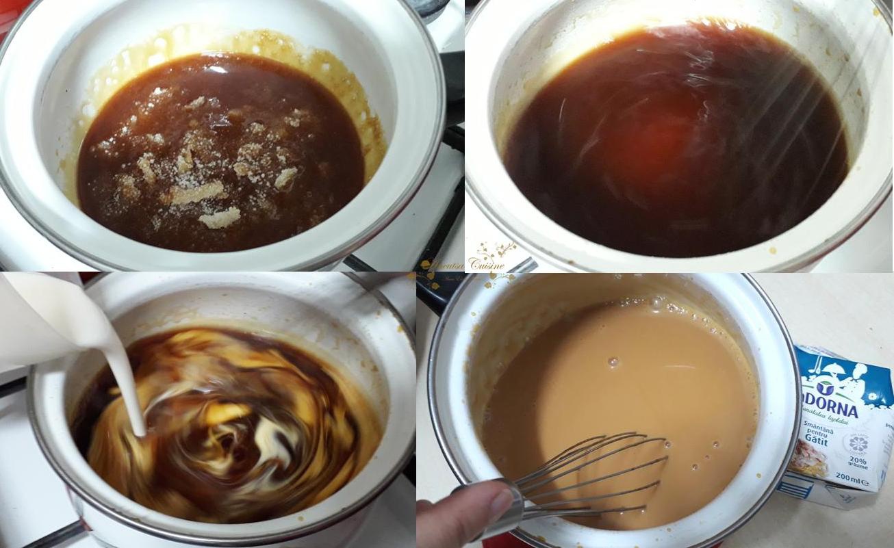 Tort cu glazura oglinda de caramel