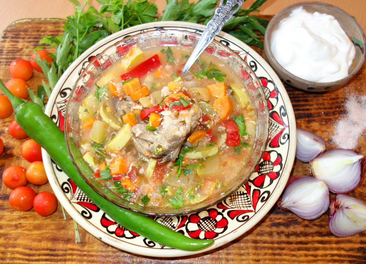 Ciorba de miel acrita cu corcoduse