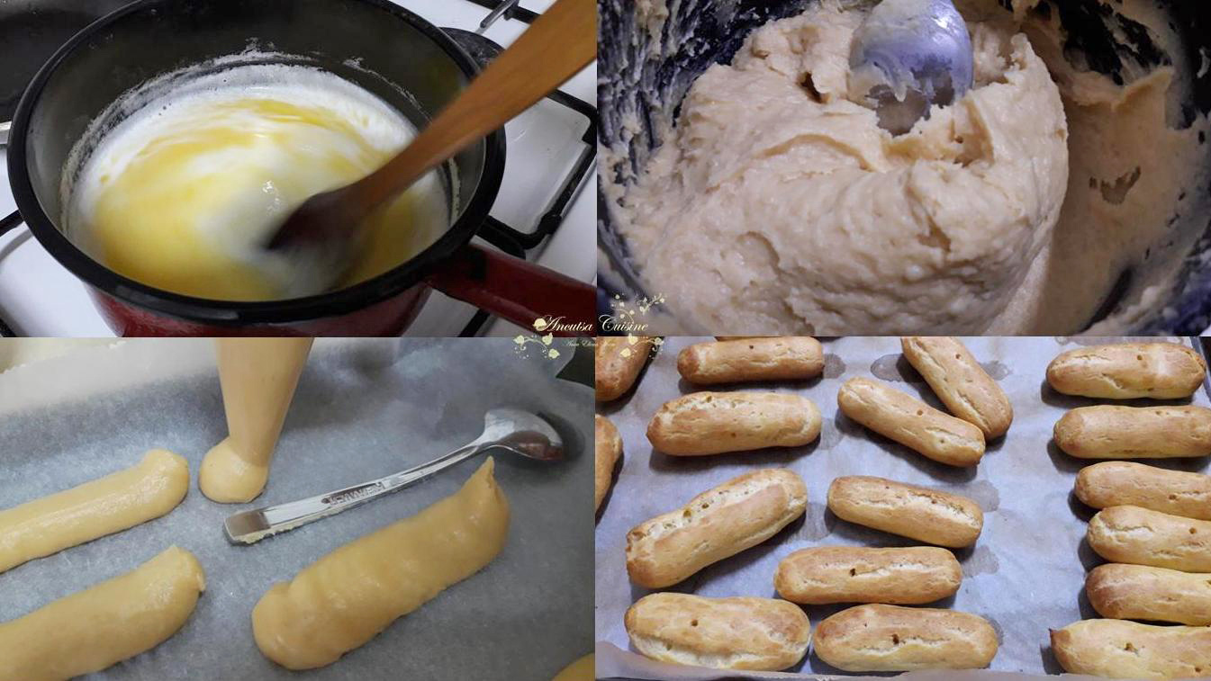 Eclere cu lamaie, ciocolata si cafea