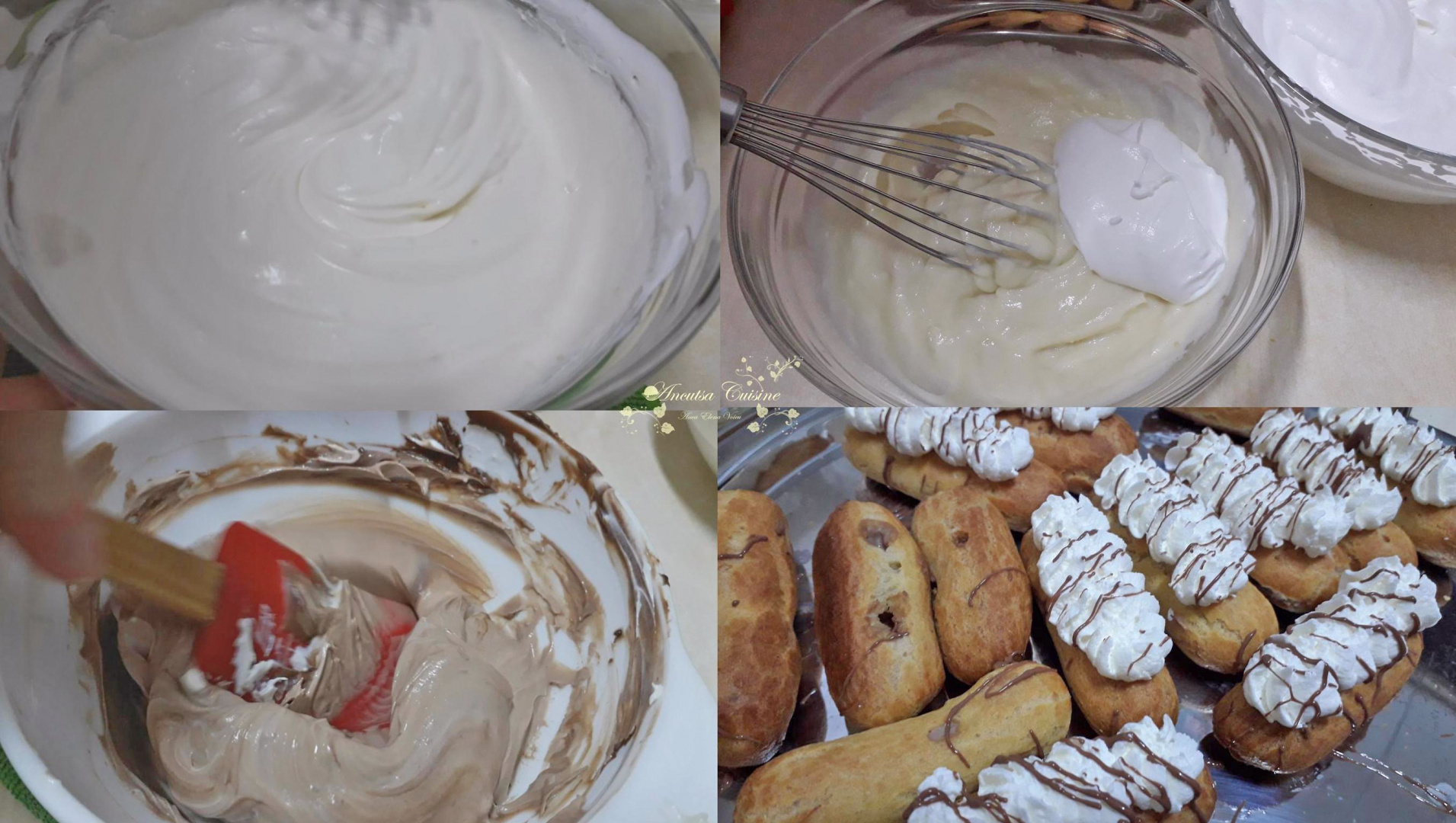 Eclere cu lamaie, ciocolata si cafea