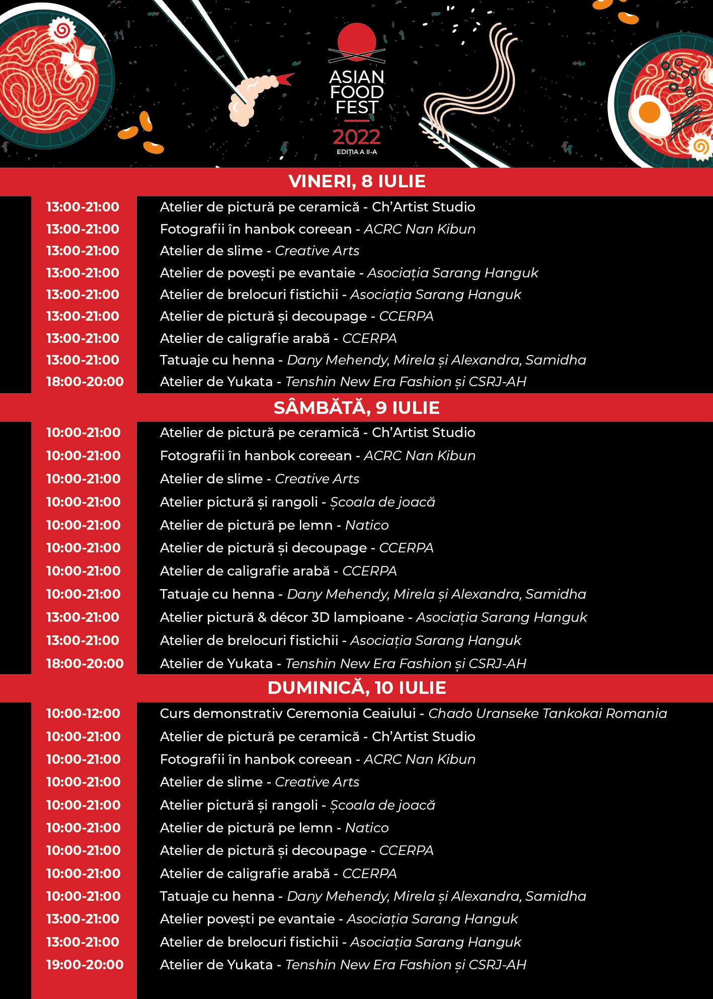 Mâncare asiatică și filme în aer liber, între 8 – 10 iulie la Asian Food Fest