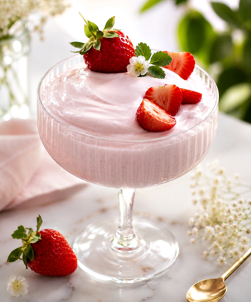 Spuma de capsuni cu bezea italiana - desert fin, aerat si delicios