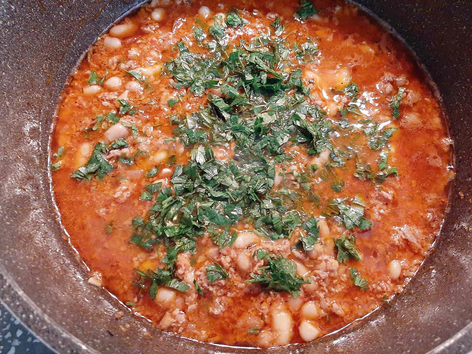 Mancare de fasole boabe cu carne tocata