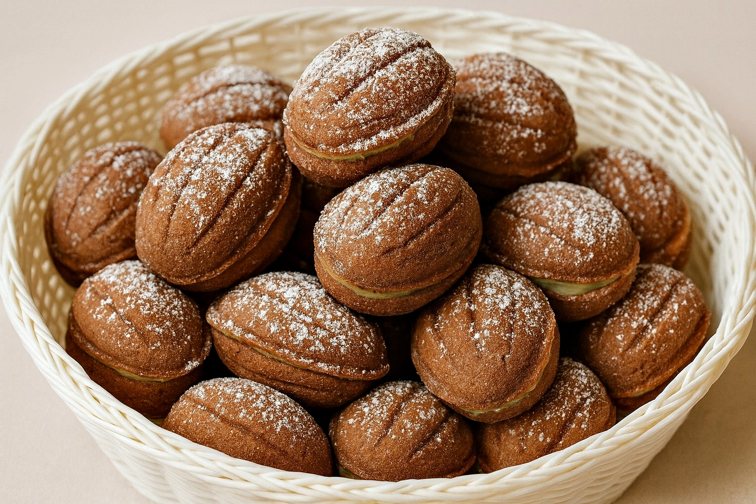 Reteta de nuci cu cacao si crema de vanilie - fragede, delicioase si aromate