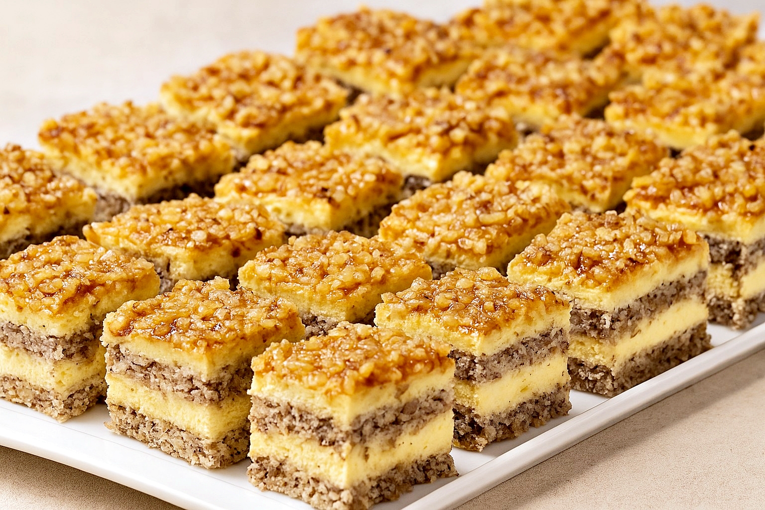 Prajitura cu foi de nuca si crema de vanilie – cel mai fin, cremos si aromat desert