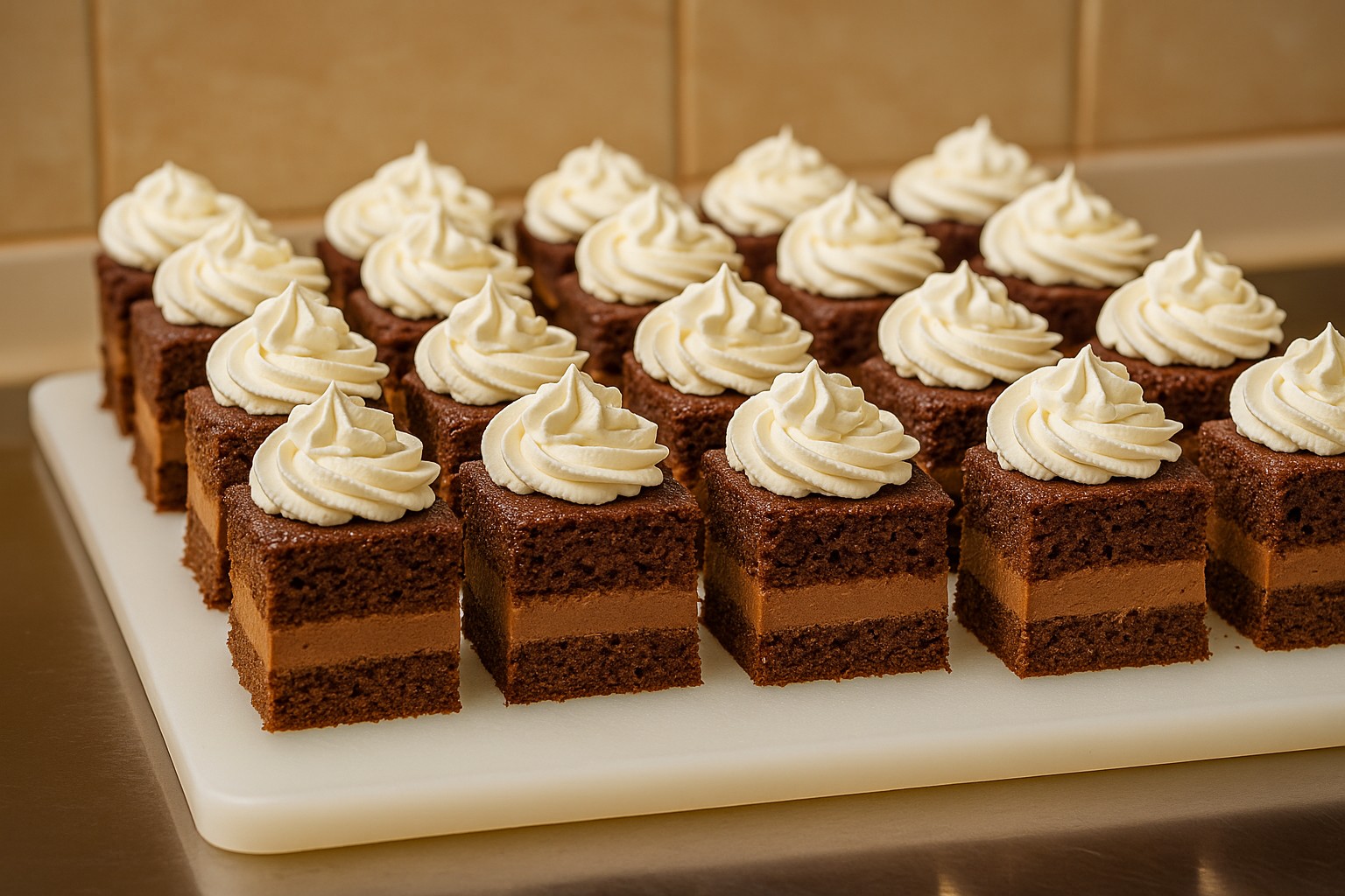 Prajitura cu frisca si crema de ciocolata – reteta simpla, delicioasa si usor de preparat