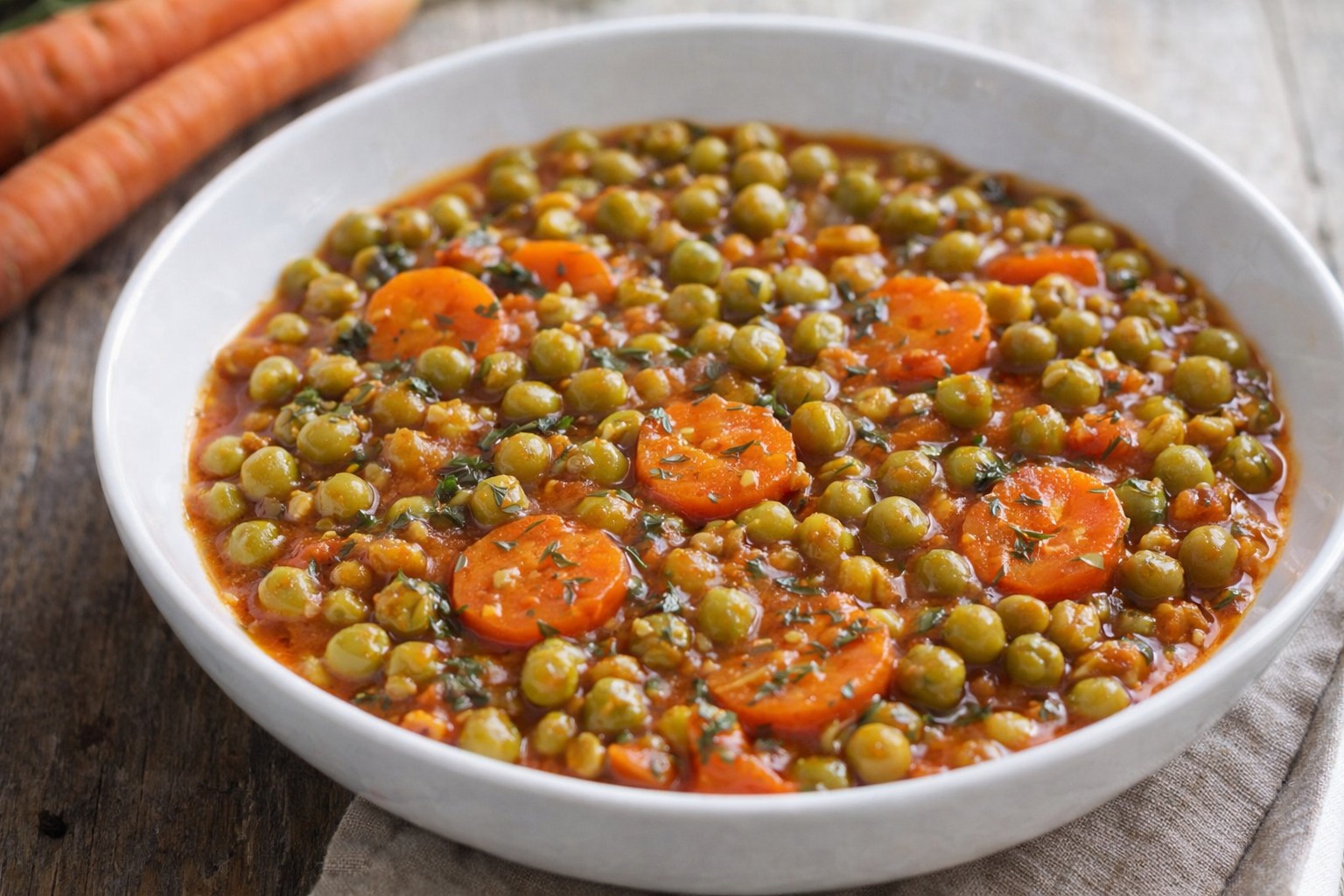 Mancare de mazare cu morcovi - reteta de post, simpla si foarte gustoasa