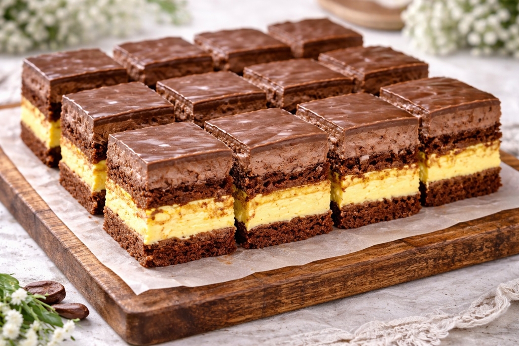 Prajitura Duo - desert fin cu blat de cacao si doua creme delicioase