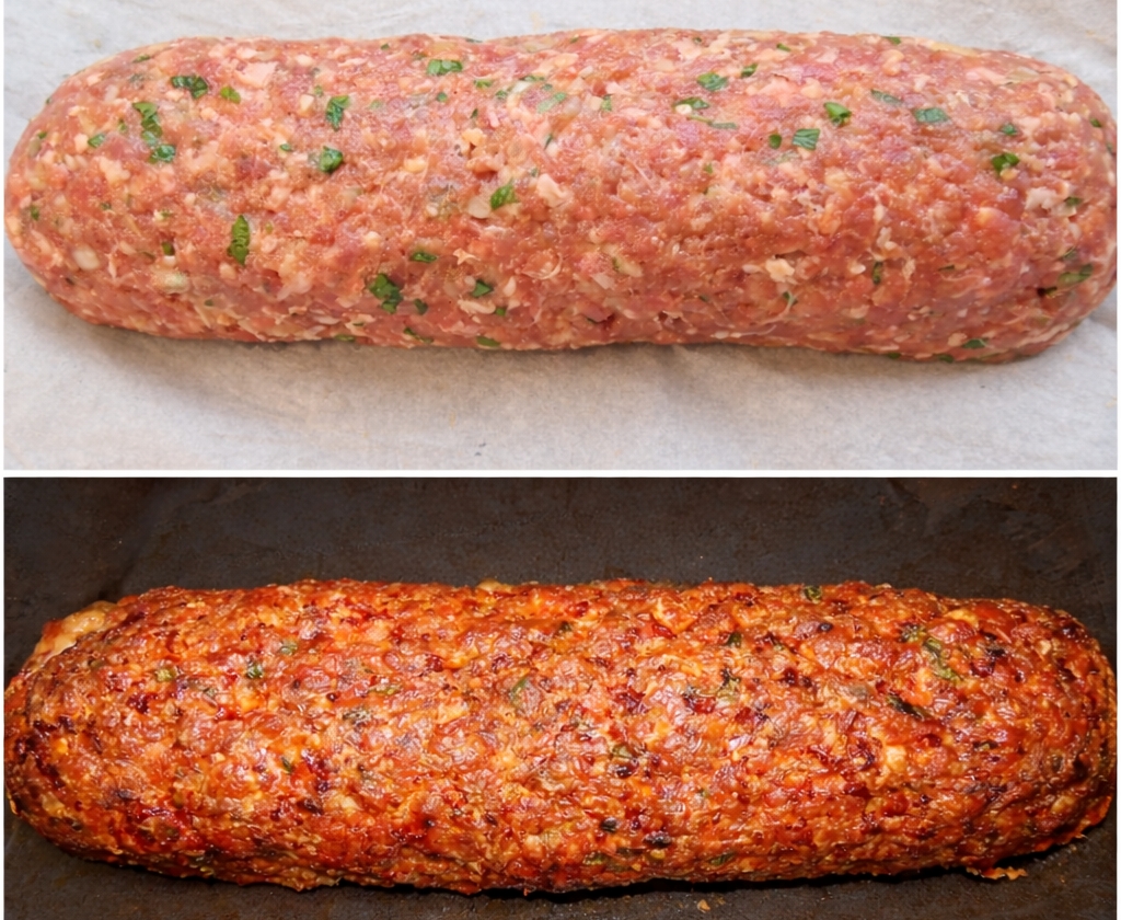 Rulada din carne tocata cu ciuperci si cascaval la cuptor - reteta usoara