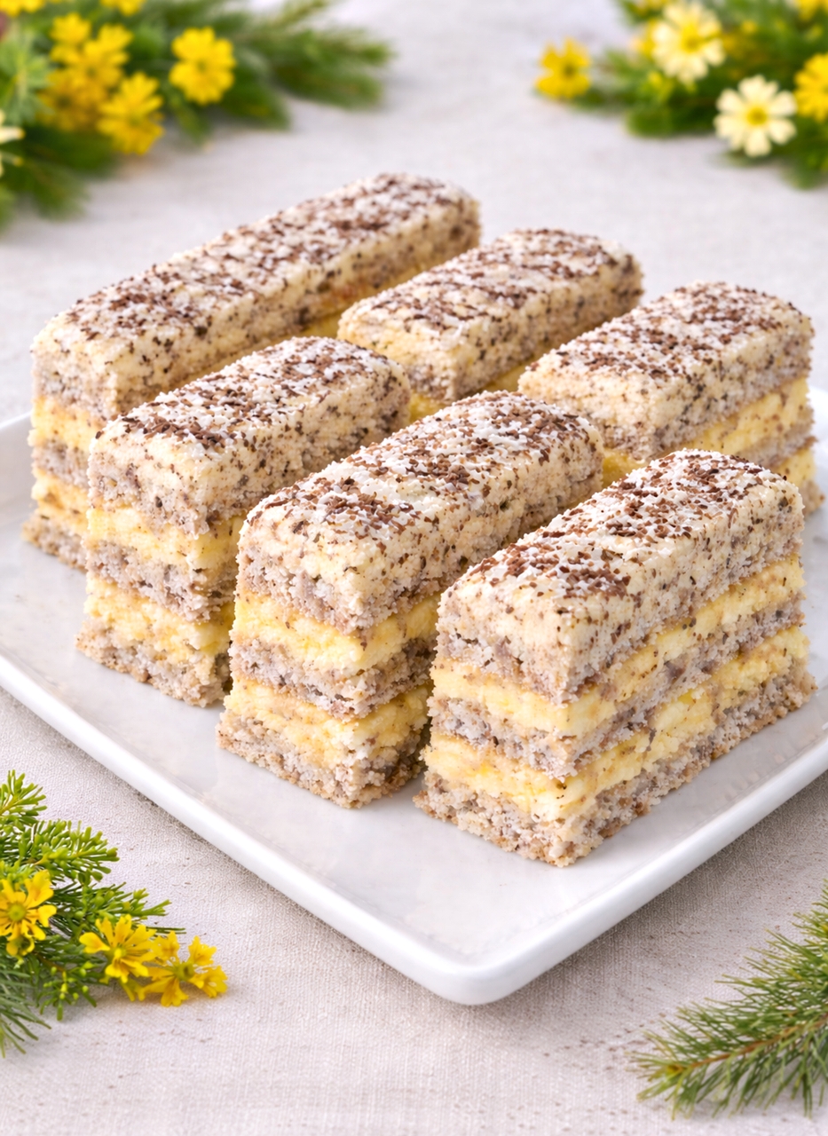 Prajitura Intercontinental - reteta clasica cu foi de bezea si crema fina