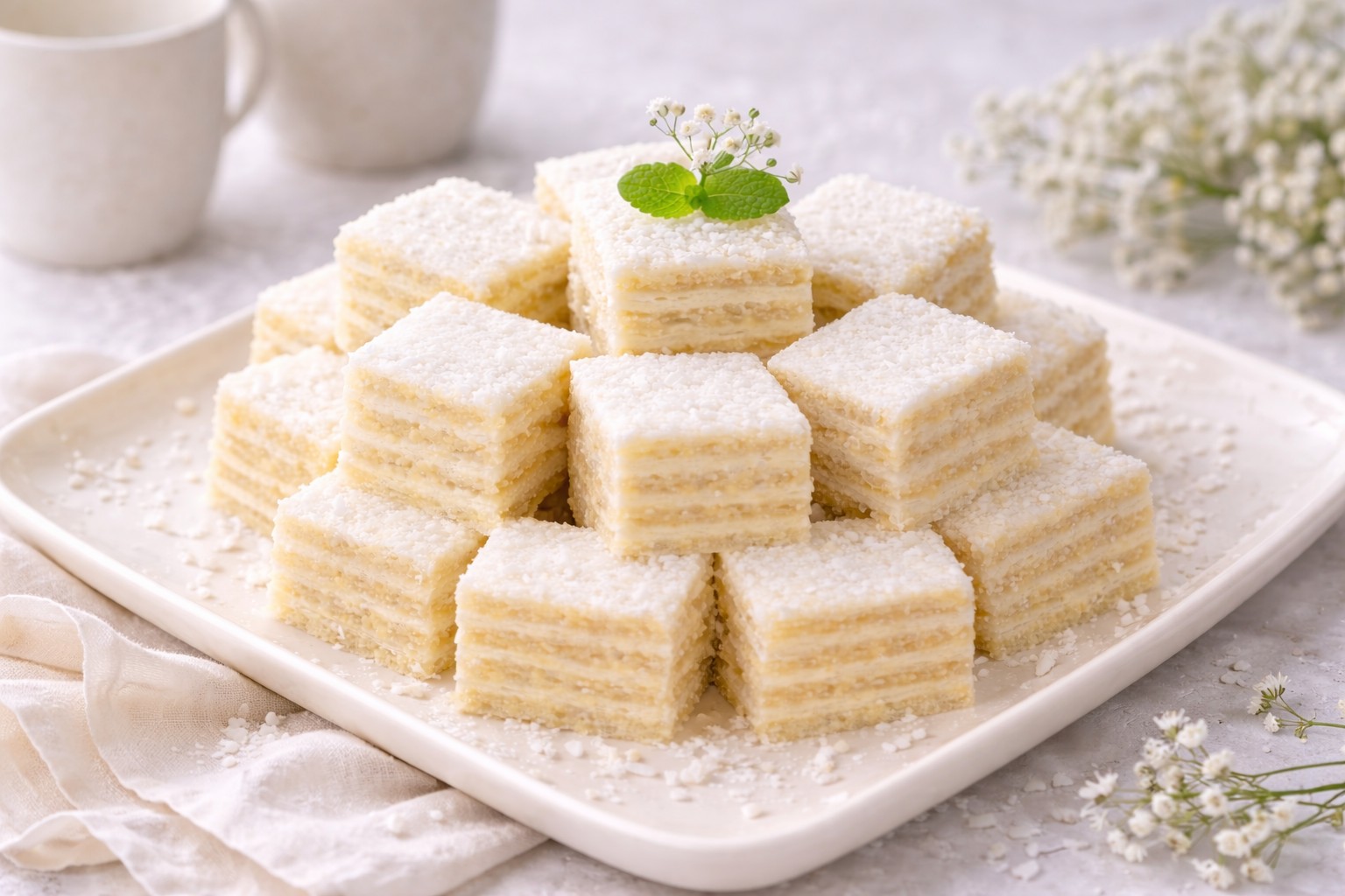 Prajitura Alba ca Zapada cu foi fragede si crema de lamaie - reteta de post, simpla si delicioasa
