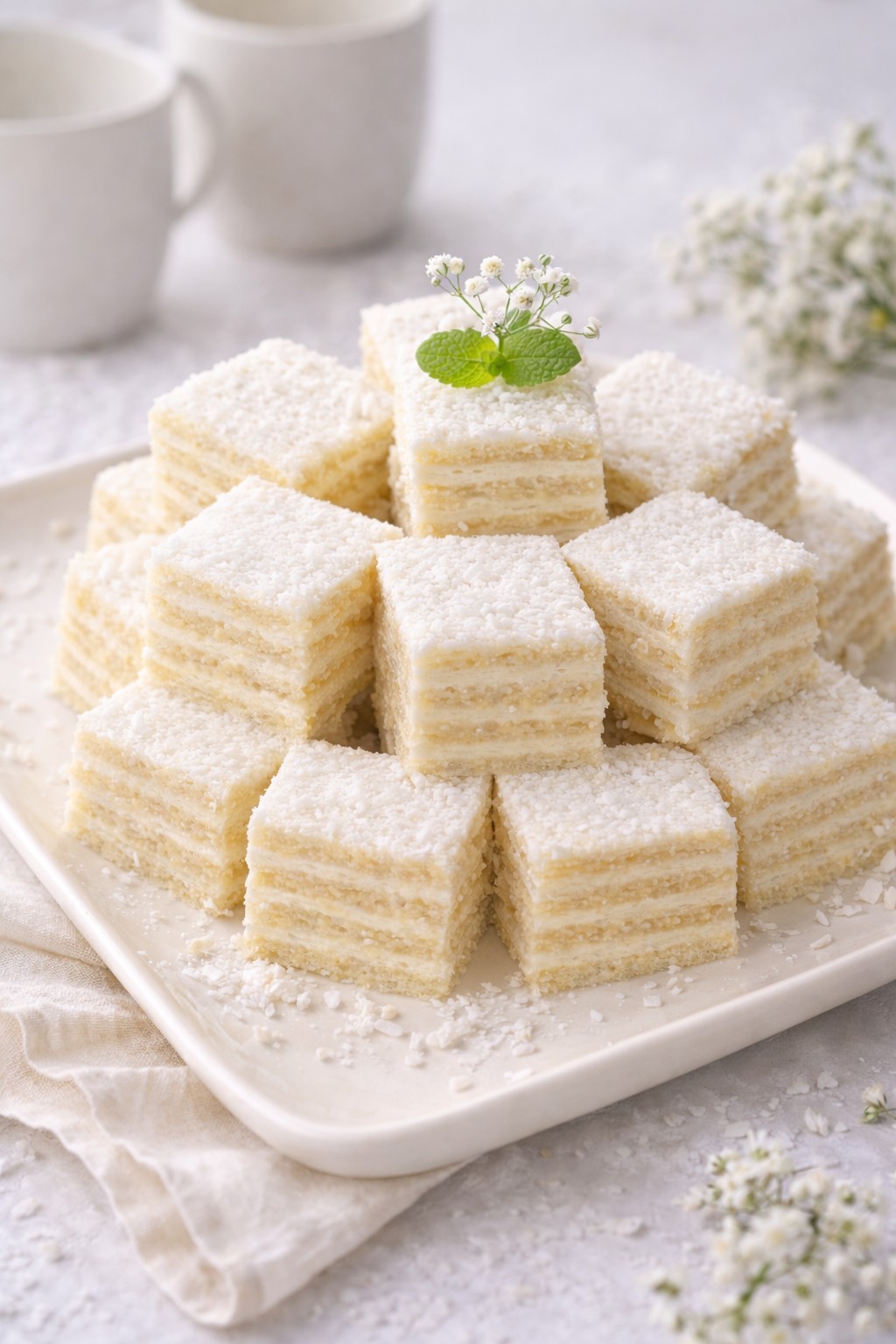 Prajitura Alba ca Zapada cu foi fragede si crema de lamaie - reteta de post, simpla si delicioasa