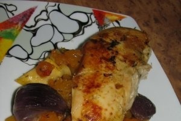 Pui la cuptor si legume glazurate cu miere