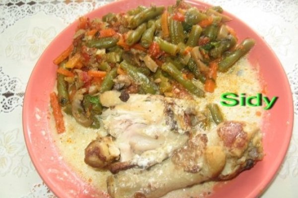 Fasole verde pastai cu ciuperci si pui