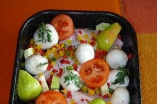 Friptura de pui cu legume si pere