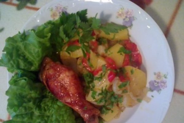 Pui cu legume in vas roman