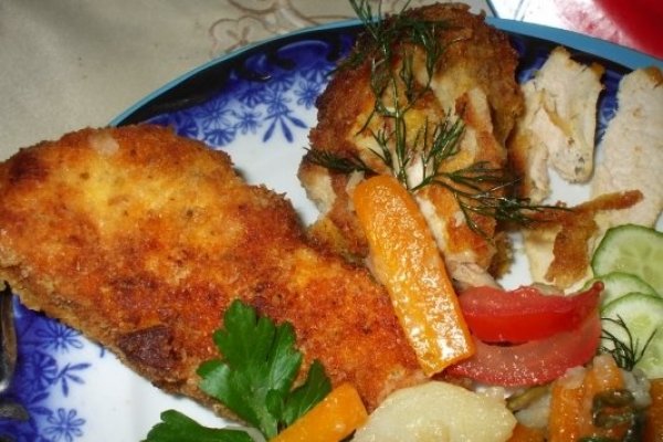 Pui pane cu morcov ras si garnitura