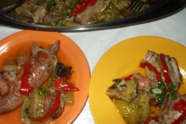 Friptura de curcan cu vin la tava