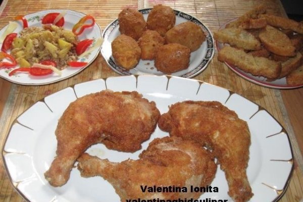 Pulpe de pui pane cu cartofi umpluti pane si friganele