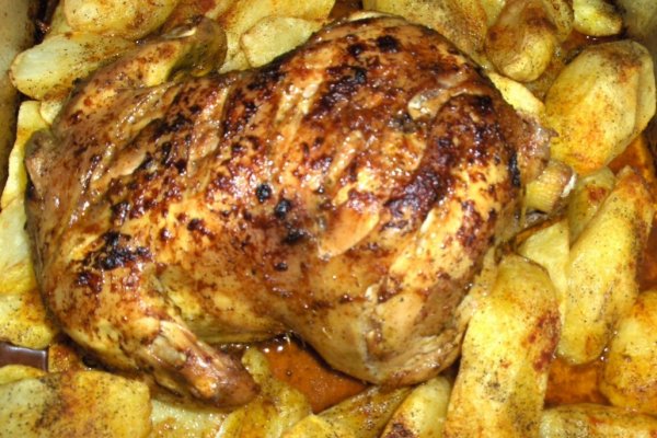 Pui  in  stil  Maur* la cuptor (Frango á Mouros)