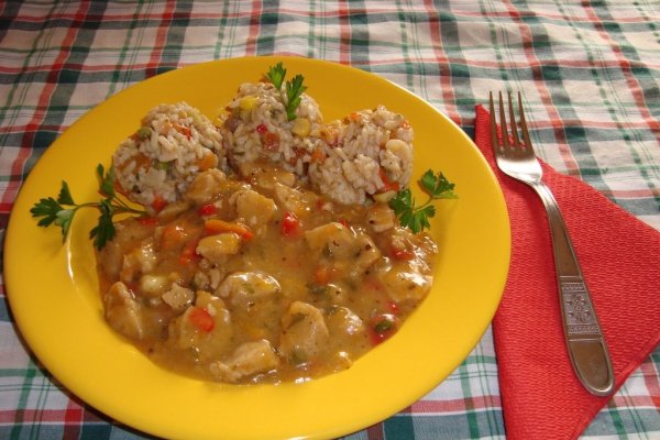 Orez cu legume si tocanita de soia