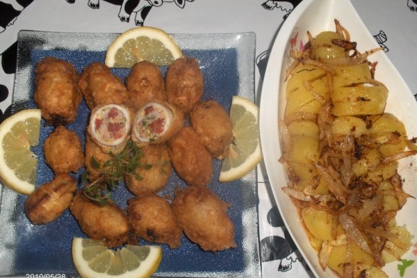 Calamari umpluti(Lulas Recheadas à Poveiro)