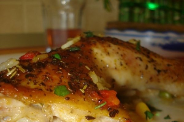 pulpe de pui la cuptor,cu orez si ciuperci