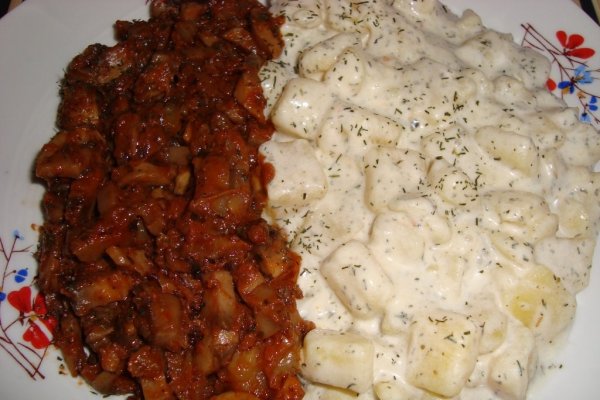 Cartofi cu smantana si marar & ciuperci sote