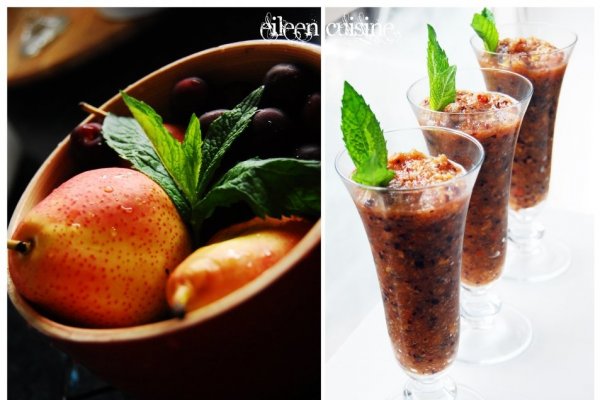 Smoothie cu pere, cirese si menta