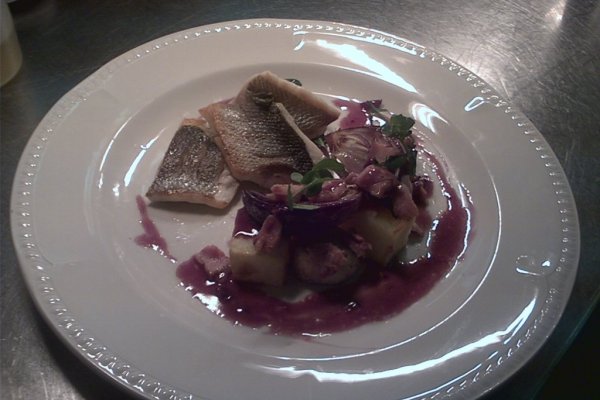 Saramura de crap cu legume ratatouille si galuste de mamaliga