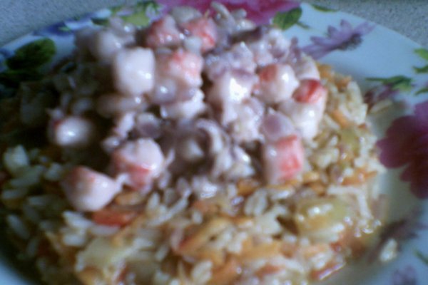 Fructe de mare cu orez si legume