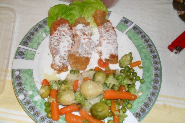 File de merluciu pane cu legume