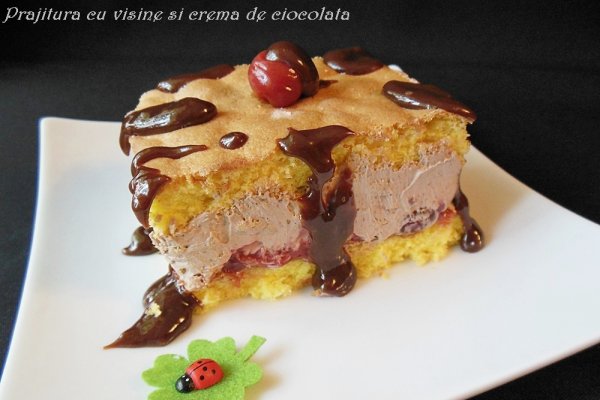 Prajitura cu visine si crema de ciocolata