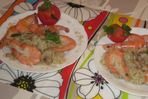 Pilaf cu ciuperci si langostine 