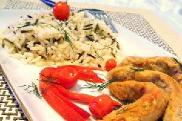 Pulpa de porc inabusita, cu garnitura de orez salbatic