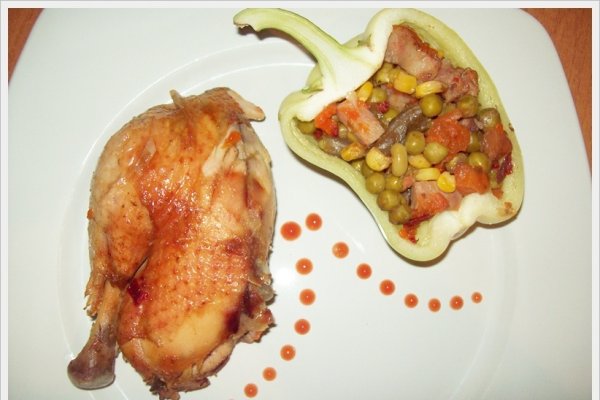 Pui umplut cu legume si kaiser