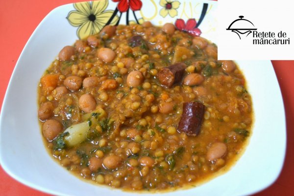 Fasole si linte cu caise si carnaciori afumati
