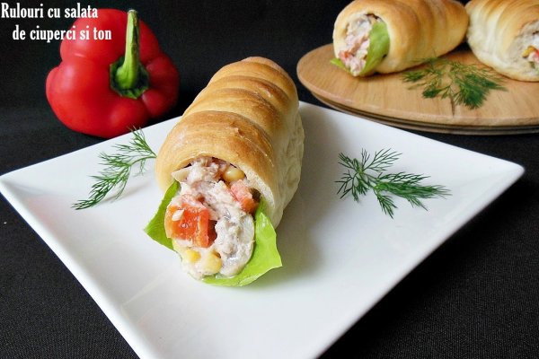 Rulouri cu salata de ciuperci si ton