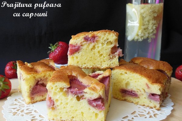 Prajitura pufoasa cu capsuni