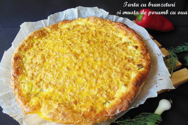 Tarta cu branzeturi si crusta de porumb cu oua