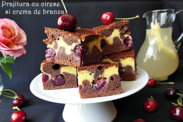 Prajitura cu cirese si crema de branza