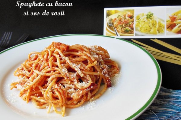 Spaghete cu bacon si sos de rosii