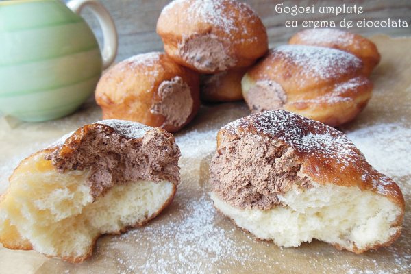 Gogosi umplute cu crema de ciocolata