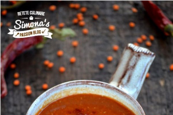 Supa crema de linte rosie si ardei copt