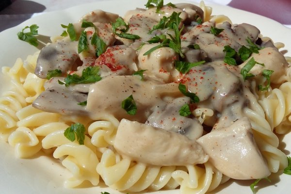 Paste cu pui si ciuperci in sos de vin si smantana