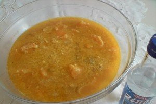 Supa de portocale cu cocos si piept de pui