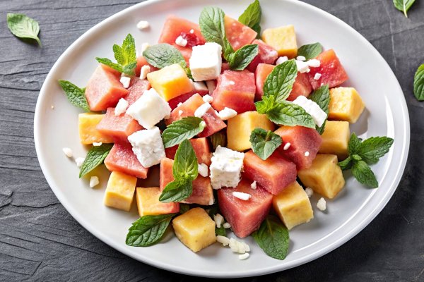 Salata de vara cu pepene, branza feta si menta — reteta rapida, delicioasa si racoritoare